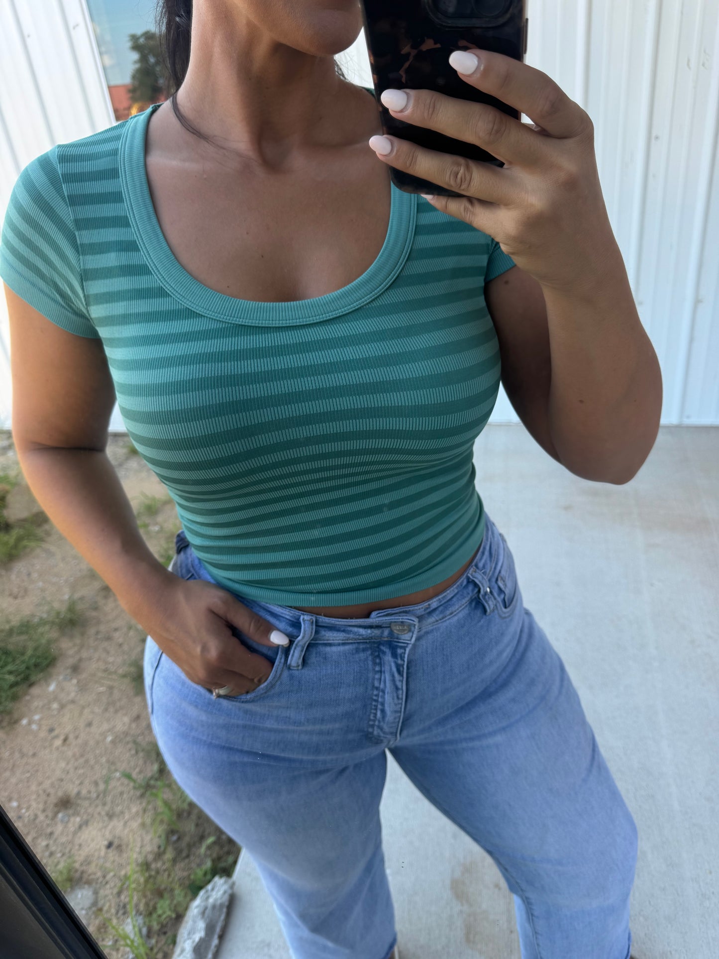 SUSIE STRIPES - DUSTY TEAL