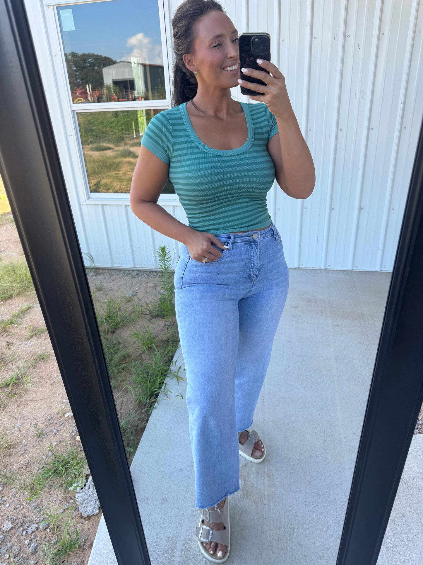 SUSIE STRIPES - DUSTY TEAL