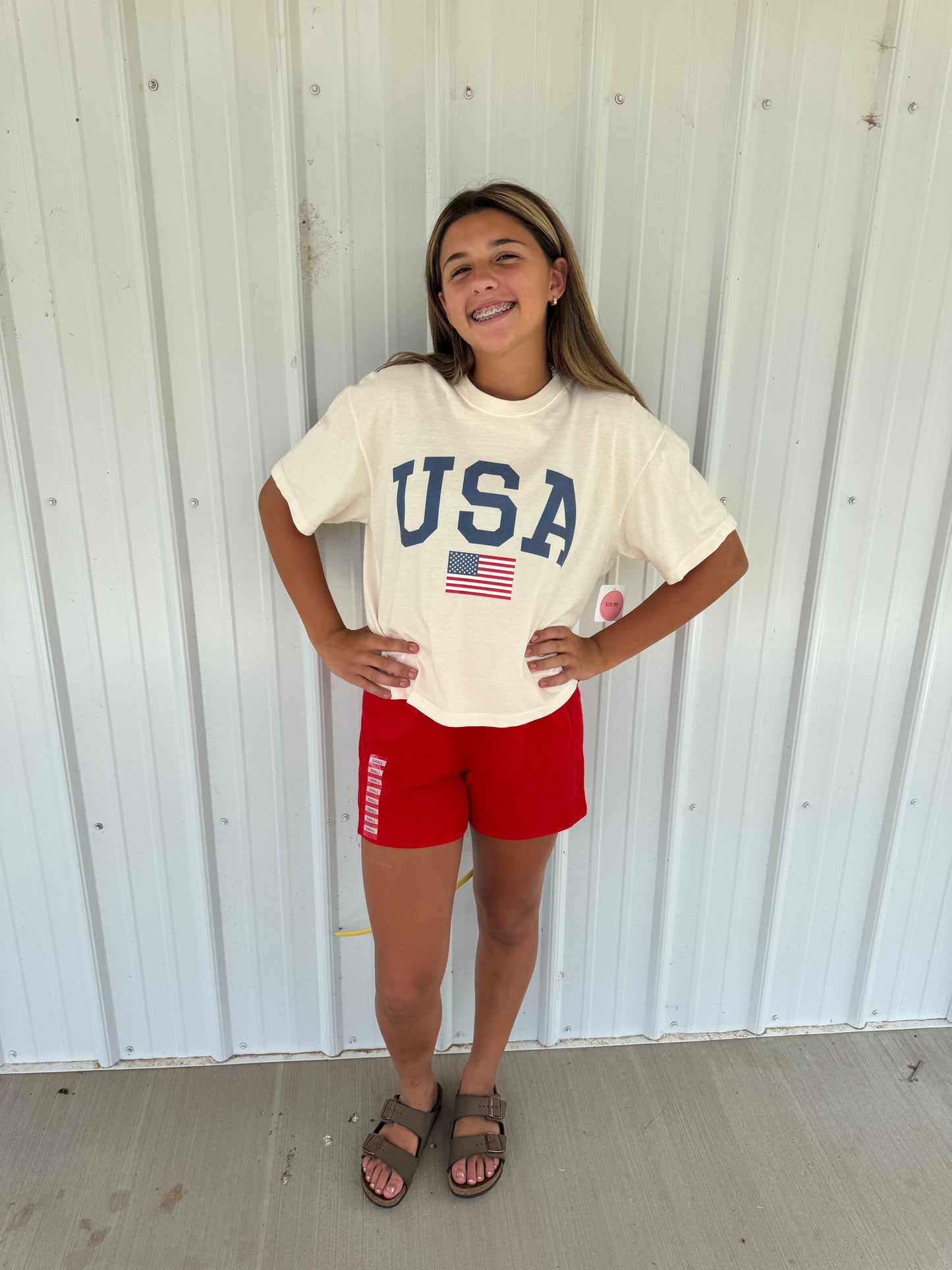 Boxy USA Graphic Tee On Ivory - FINAL SALE