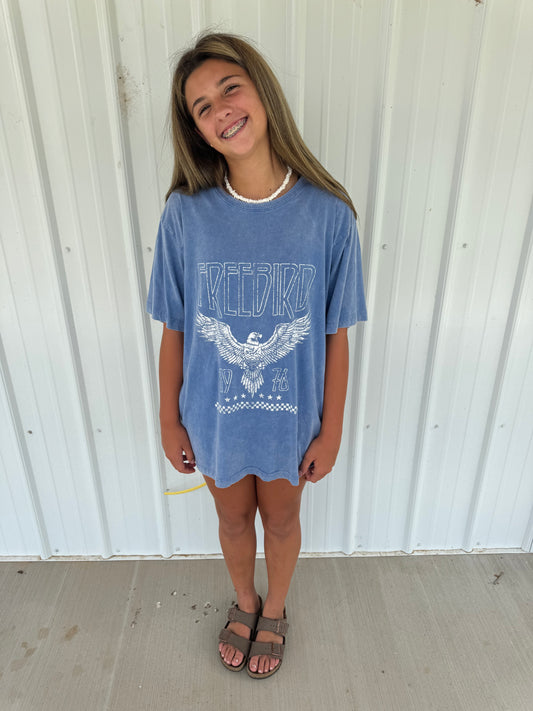 Free Bird Vintage BF Tee - Blue - FINAL SALE