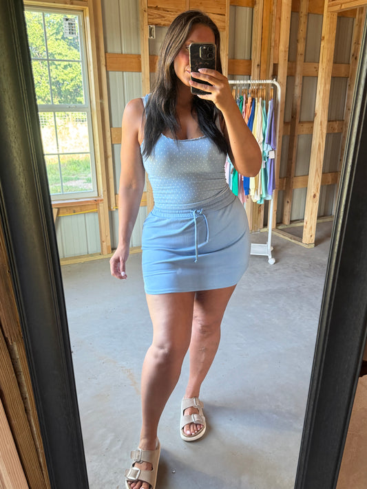 Pookie Polka Dot Tank - Serene Blue