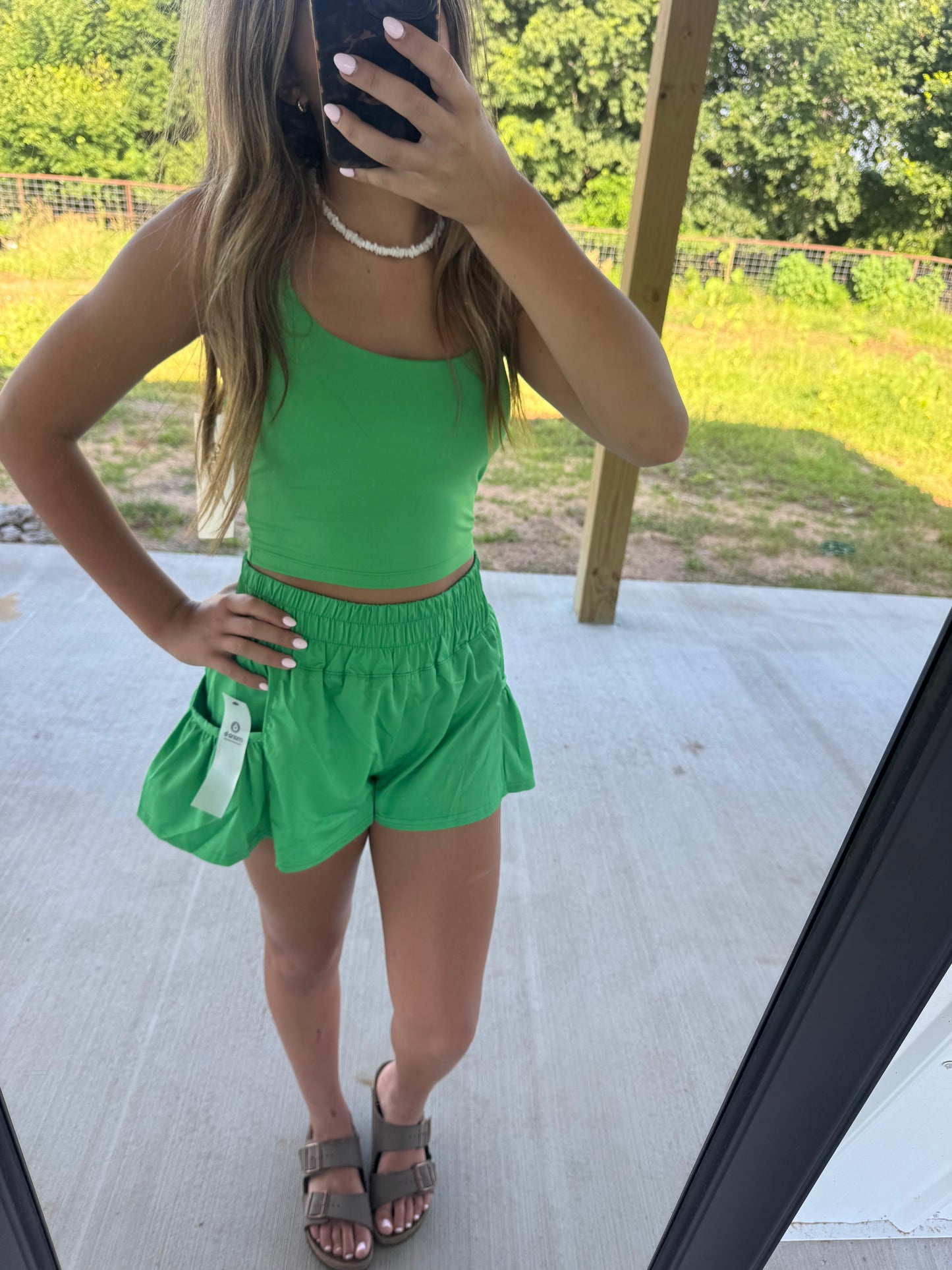 Finish Line Long Line Crop Tank - Green