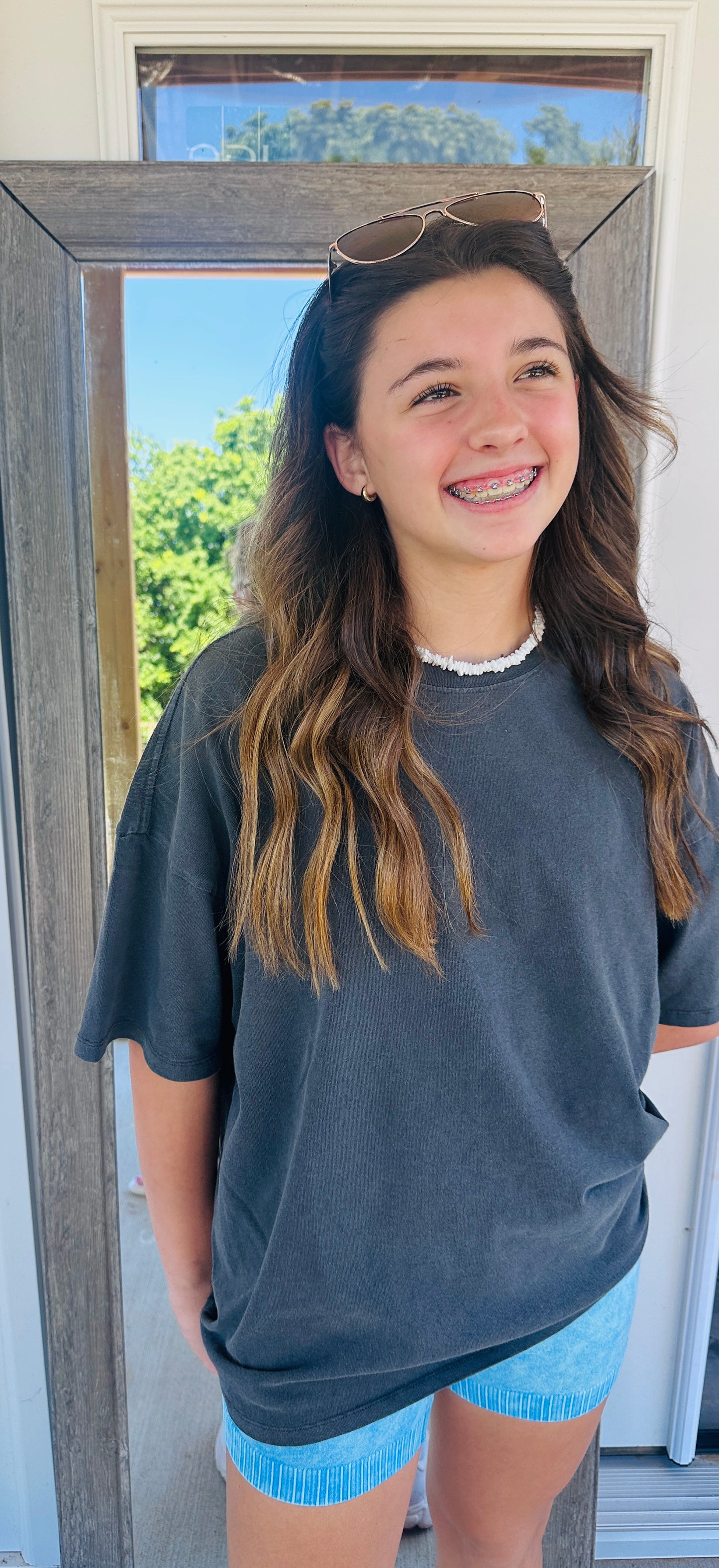 Mineral Washed Baby Tee - Charcoal