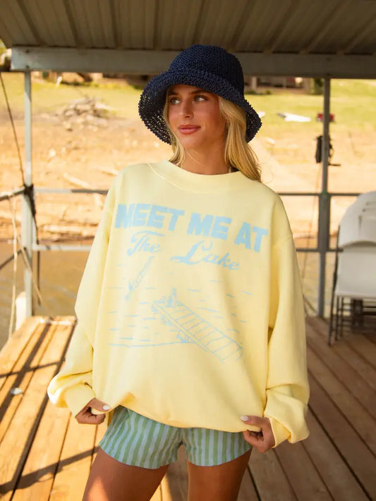 RETRO Mockneck Meet Me at the Lake - Dock Scene