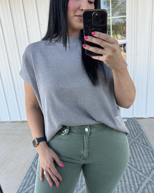Cozy Crush Sleeveless Top - Heather Grey